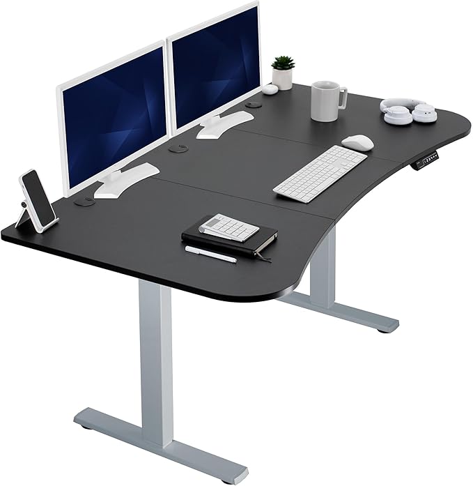 VIVO Electric 63 x 32 in Standing Desk, Memory Height Adjustment, 1B Series, Black Top Gray Frame, DESK-KIT-1G1B