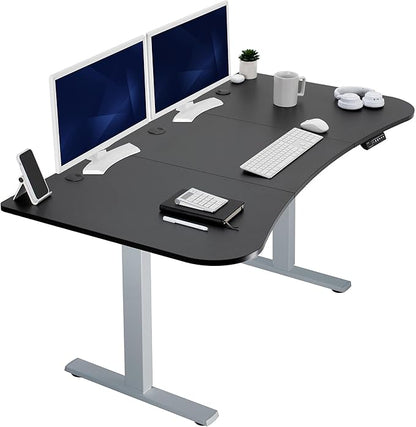 VIVO Electric 63 x 32 in Standing Desk, Memory Height Adjustment, 1B Series, Black Top Gray Frame, DESK-KIT-1G1B