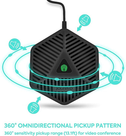 JOUNIVO Conference USB Microphone, 360° Omnidirectional Computer Mic with Mute Button for Video Conference, Recording, Skype, Online Class, Plug & Play Compatible with Windows/macOS/PC/Laptop(JV808)