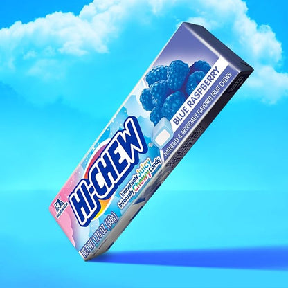 HI-CHEW Blue Raspberry - Box of 15 Sticks, 1.76oz ea | Unique Fun Soft & Chewy Taffy Halloween Candy | Immensely Juicy Fruit Flavors