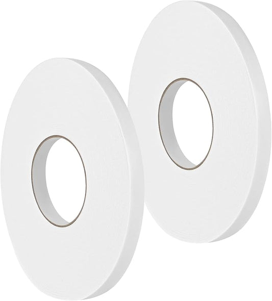 Double Sided Foam Tape 0.5In x 52.5FT 2 Pack, Mounting Tape Heavy Duty, Strong Adhesive Weatherproof Seal Strips for DIY Craft Picture Poster, Car & Gap Filling Mountings, Home Office Decor (White)
