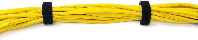 16ft x 1/2 inch Hook Loop Cable Ties Roll | ENVISIONED Multipurpose Fastening Reusable Straps | Cut-to-Length Self Gripping Fastener | Cable Management Tape (Black)