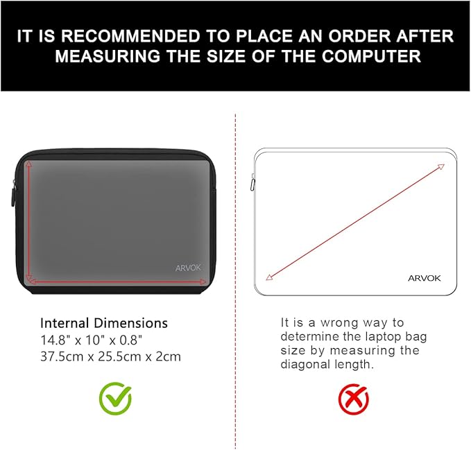 ARVOK 15 15.6 16 inch Laptop Sleeve Ultra-Thin Case MacBook pro 16 inch Sleeve Water-Resistant Notebook Computer Pocket Tablet Briefcase Carrying Bag Pouch Skin Cover for HP/Dell/Lenovo/Asus/Acer