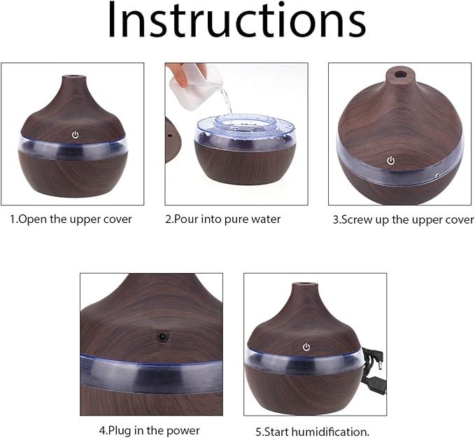 300ml Wood Humidifier, USB Electric Air Diffuser, Wood Humidifier, Essential Oil, Aromatherapy, Cool Mist, Humidifier Bedroom, Living Room,