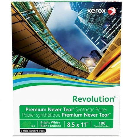Limited Papers (TM) Performance Never Tear Digital Polyester Paper, 8.5" x 11", White. (100, 5 Mil. - 3 hole Punch.)