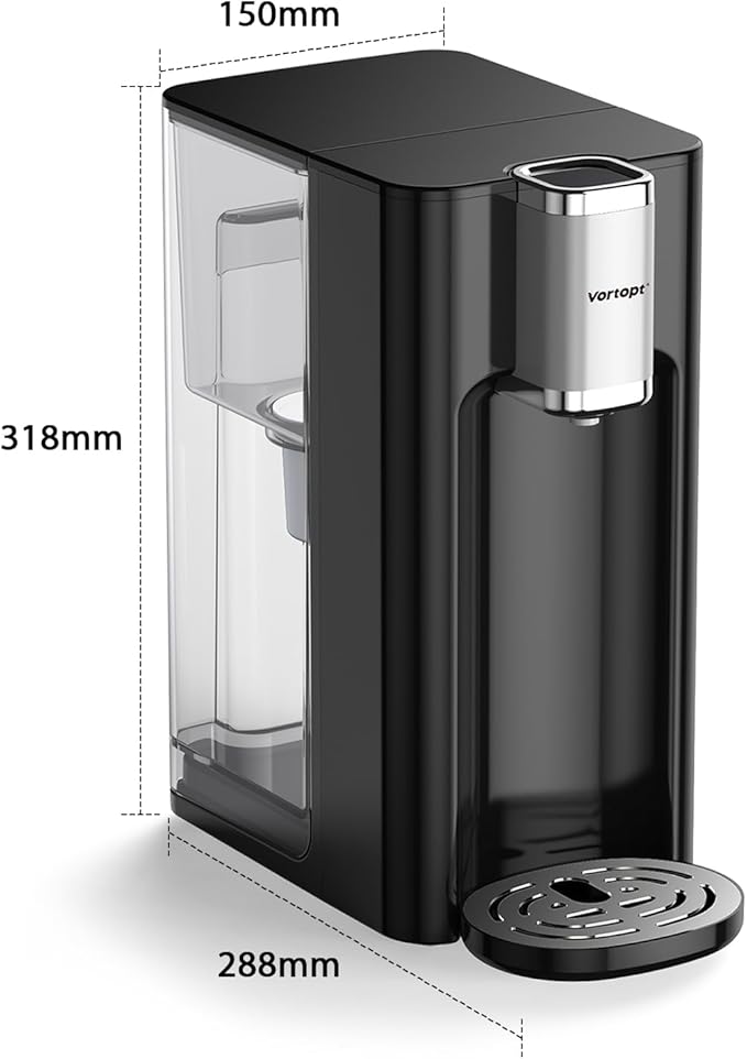 Vortopt Countertop Water Dispenser, 4L Large Capacity, 5 Temperature Settings (Normal Temperature，45℃，60℃，85℃，95℃), Activated Carbon Filter, Child Lock & Overheat Protection,UR04 Silvery