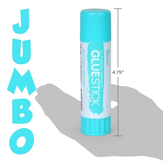 Darice 12 Jumbo Glue Sticks, 1.4 Oz All Purpose Stick Glue, Strong Hold, Easy Stick, Quick Drying, Non-Toxic, Scrapbooking, Back to School Supplies, Home, Office