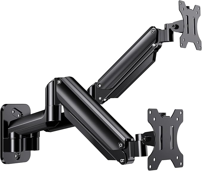 HUANUO Dual Monitor Wall Mount for 17-32 Inch Computer Screen Mount (4.4-17.6lbs Per Arm) - VESA 75x75/100x100 Height Adjustable Stand for Dual Monitors - Home Office Desk Setup