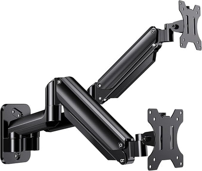 HUANUO Dual Monitor Wall Mount for 17-32 Inch Computer Screen Mount (4.4-17.6lbs Per Arm) - VESA 75x75/100x100 Height Adjustable Stand for Dual Monitors - Home Office Desk Setup