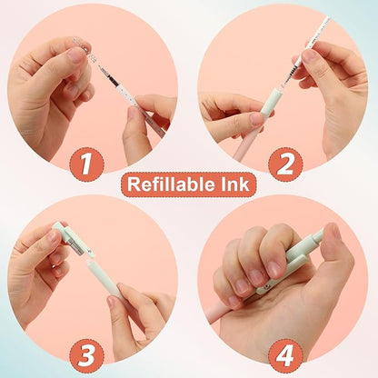 FIOVER 5pcs Gel Pens Black Ink Medium Point 0.7mm Pens Smooth Writing High-End Series Cute Ballpoint for Journaling Note Taking, Office School Supplies Gifts for Women and Men