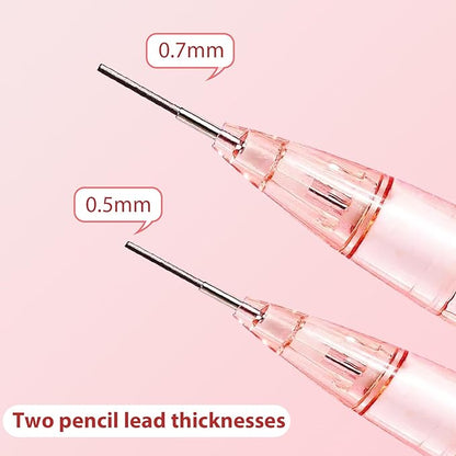 Cute Pink Coquette Peach Mechanical Pencil Set Include 8Pcs Kawaii Mechanical Pencils,2 Tubes Mechanical Pencil Lead Refills,2Pcs Erasers,for Office School Supplies
