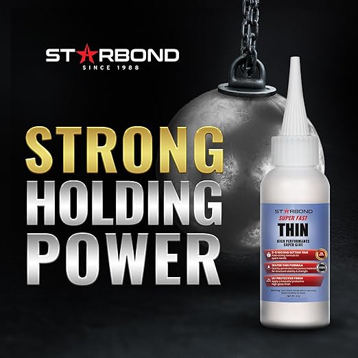 Starbond Super Fast Thin, Premium Instant CA (Cyanoacrylate Adhesive) Super Glue Plus Extra Cap and Microtips, (for Woodturning, Pen Turning, Hobby, Stabilizing, Finish, Inlay) (2 Ounce)