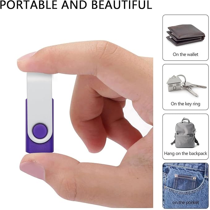 5 Pack 128MB USB Flash Drives in 5 Random Colors USB 2.0 Wholesale Lot Bulk Memory Sticks (5 Pack, 128MB)