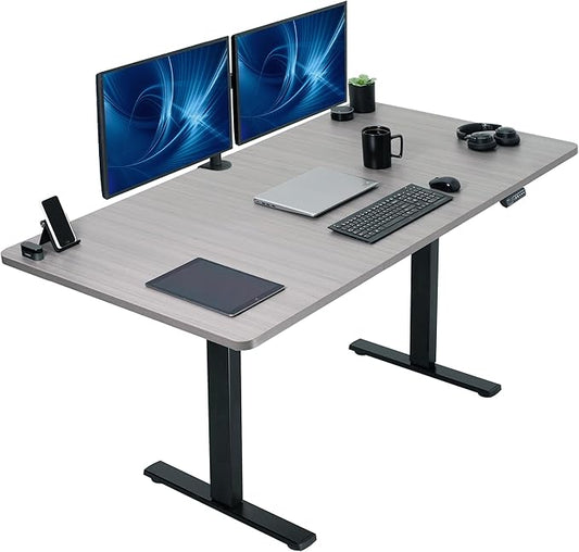 VIVO Electric 71 x 36 in Standing Desk, Memory Height Adjustment, 1B Series, Dark Gray Top Black Frame, DESK-KIT-1B7G-36