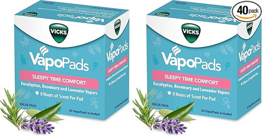 Vicks VapoPads Sleepy Time Comfort - Vapor Pads Refill Humidifiers and Steam Inhalers - Rosemary, Lavender, and Eucalyptus, 40-Pack, Box Color May Vary