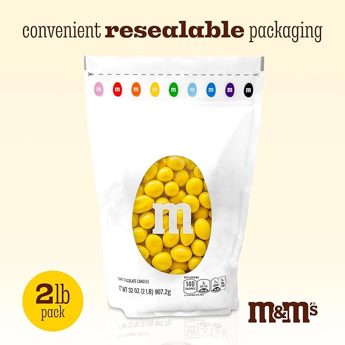 M&M'S WORLD Yellow Peanut M&M’s chocolate candy 2 lb bag – bright snack for birthdays, buffets, celebrations, desserts, gifts, gatherings, or cheerful table display