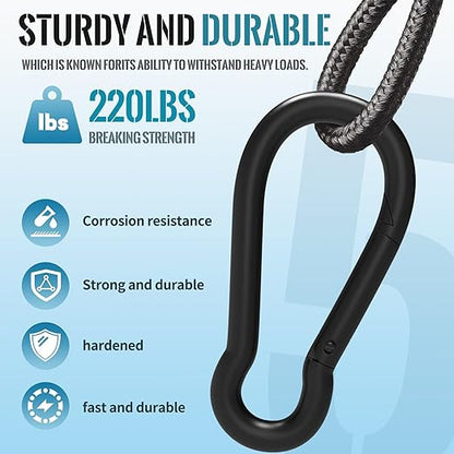 120PCS M5 Spring Snap Hook Carabiner, 2 Inch Small Carabiner Clip, 3/16" Heavy Duty Steel Spring Clip, Quick Link Key Chain for Swing Hammock Gym Outdoor, 200LBS Holding Capacity, Black