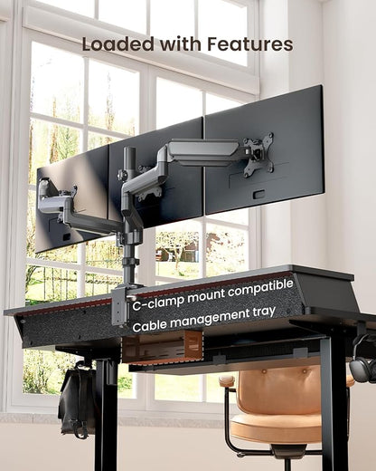 ErGear Electric Standing Desk with 4 Drawers, 48" x 30" Height Adjustable Desk with Storage, C-Clamp Mount Compatible, Computer Home Office Table with Cable Management Tray, Black