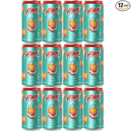 Generic Alani. Nu Mini Energy Drink - (Pack of 12) - Juicy Peach Flavor - 8.4 Fl Oz, Can - By The Munchie Mix