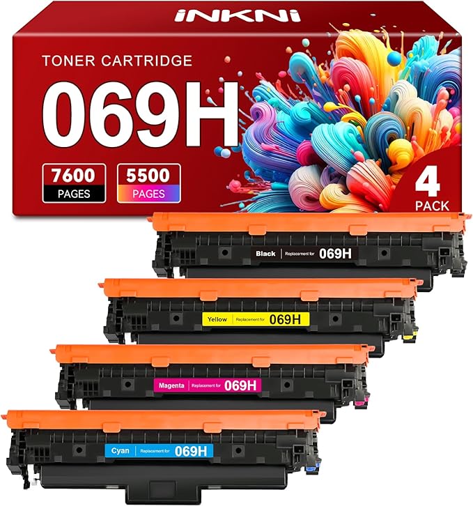 069H 069 Toner Cartridge Set MF753Cdw Compatible Replacement for Canon MF753Cdw Toner Cartridges for Canon 069H 069 Work for Canon imageCLASS MF 753Cdw MF751Cdw LBP674Cdw Printer Ink B/C/Y/M 4 Pack