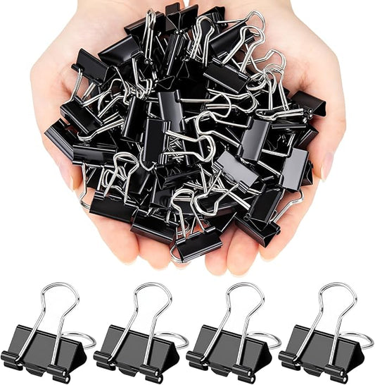 OWLKELA 140 PCS Mini Binder Clips 0.75 Inch, Metal Paper Clip Bulk, Small Black Clips for Home, School and Office Supplies