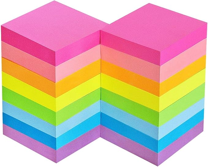 Eastern Wolf Sticky Notes 2x2 Self-Stick Notes 8 Bright Multi Colors Sticky Notes 16 Pads 100 Sheet/Pad