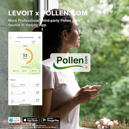 LEVOIT Air Purifiers for Home, Large Room Up to 2933 Ft² With HEPA Sleep Mode, AHAM VERIFIDE, Smart WIFI, PM2.5 Monitor, 3-in-1 Filter For Smoke, Pet Allergies, Dust, Alexa Control, Core 600S-P, White