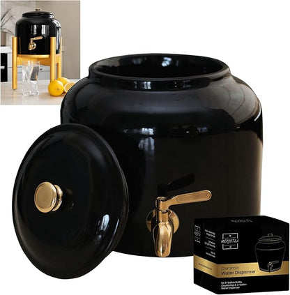 Ceramic Water Dispenser- Drink Dispenser – Versatile Countertop Solution for Home or Office – 3 to 5 Gallon Jug Holder – Premium Water Crock