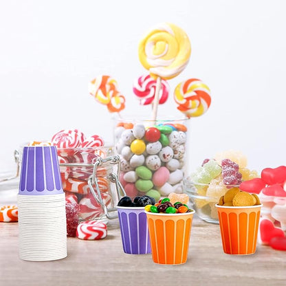 LITOPAK 540 Pack 5 oz Disposable Paper Cups, Purple and Orange Disposable Paper Snack Cups, Small Mouthwash Cups for Home, Bathroom, Picnic, Party, and Events