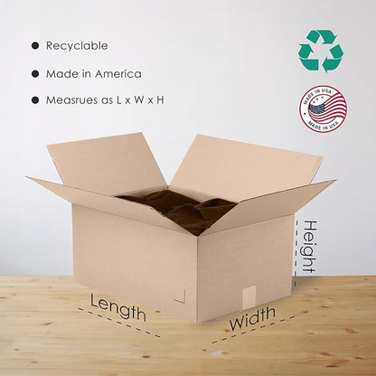 The Boxery 8"x8"x18 3/4" Brown/Kraft Corrugated Cardboard Shipping Boxes 25-Pack | Mailing, Packing, Moving & Storage for Business/Home – Durable - Eco-Friendly, Recyclable - Made in the USA