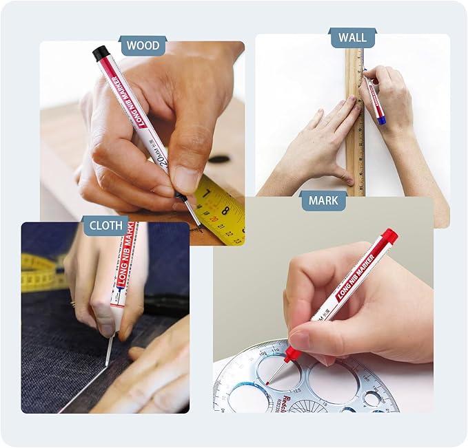 8 PCS Long Head Deep Hole Marker Pens,20mm Long Nib Marker, Longs Nose Markers, Waterproof Construction Markers Marking Tool,Permanent Markers Carpenter Ink marker Pens,Metal marking Pens03