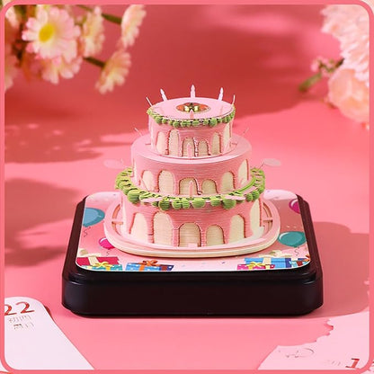 3D Time Piece Calendar 2026 DIY Calendars Tear Away Carving Art 3D Memo Pad Calendar With LED Lights sculpture artsy pads calendar notepad for Desktop Decor-Happy Birthday