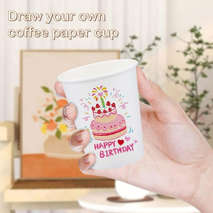180 Count Paper Cups 8 oz, Disposable Coffee Cups Bulk, Thickened Durable Drinking Cups for Hot or Cold Beverage, Home, Office, Party, Business, Events