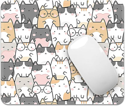 Square Mouse Pad with Stitched Edge, Premium Mousepad Washable Cloth. Computer Mouse Pad with Non-Slip Rubber Base, Mouse Pads for Computers Laptop Mouse 9.25x7.75x0.12 inch-Lucky Cat
