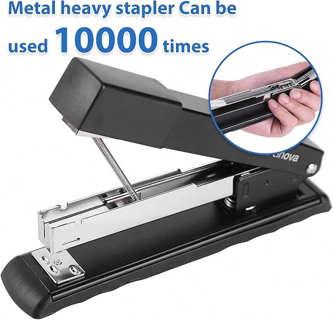 Metal Desktop Stapler - 25 Sheet Capacity, Heavy Duty, Black, with 2000 Staples & Remover, Office Use, 6 Pack