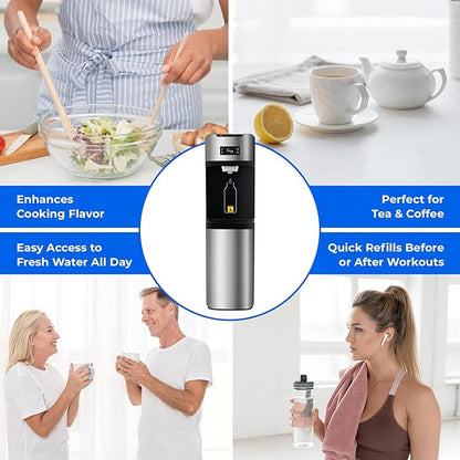 iSpring Bottleless Water Dispenser with 4-Stage Filtration, SGS-Tested 99% of Lead Removal, Water Cooler Dispenser - Hot, Cold, Room Temp, Self Cleaning, Stainless Steel, Silver, Model: DS4S-PB