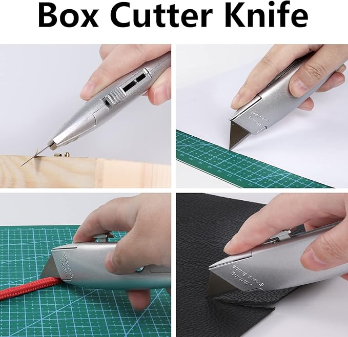 DIYSELF Utility Knife, 20 Pack Heavy Duty Box Cutter Retractable, Box Cutter Knife, Box Opener, Cardboard Cutter, Utility Knives for Garage, Home and Office, Box Cutters for Daily Use (Silver)