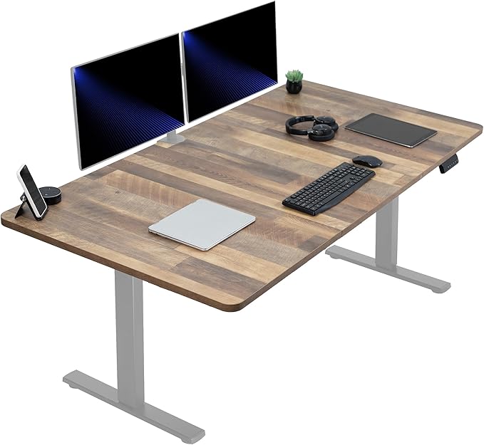VIVO Electric 71 x 36 in Standing Desk, Memory Height Adjustment, 1B Series, Reclaimed Wood Top Gray Frame, DESK-KIT-1G7P-36