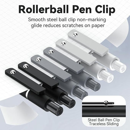 Gel Pens, 6 Pcs 0.5mm Fine Point Black Ink Pen With Smooth Writing, Office Desk Accessories, School Supplies Gifts for Men Women, Quick Dry Pens Ballpoint For Journaling, Black/Gray/White