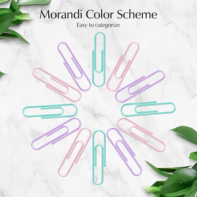 300psc 2 Inch Anti-Rust Metal Large Paper Clips in Macaron Purple, Pink & Green, Ideal for Office, Home & School Use, 50mm Jumbo Paper Clips, Cute Office Desk Supplies,