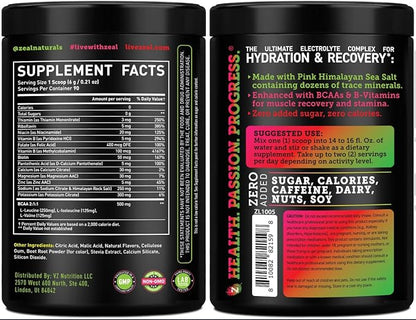 Zeal Electrolyte Powder - 90 Servings | Keto Electrolytes Powder | Zero Sugar, BCAAs, B-Vitamins | Potassium, Zinc, Magnesium | Hydration Powder Recovery Drink | Cherry Limeade