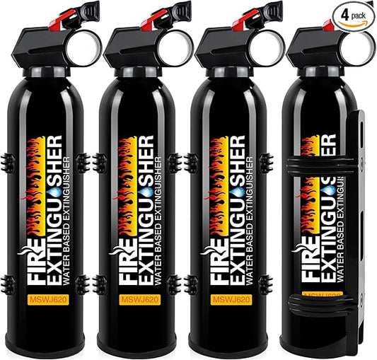 4Pack Fire Extinguisher with Mounting Bracket - 4 in 1 Portable A, B, C, K Fire Extinguishers for Boat, 620ml Mini Water-Based Flame Extinguisher for Car, Home, Kitchen, RV, Truck & Office