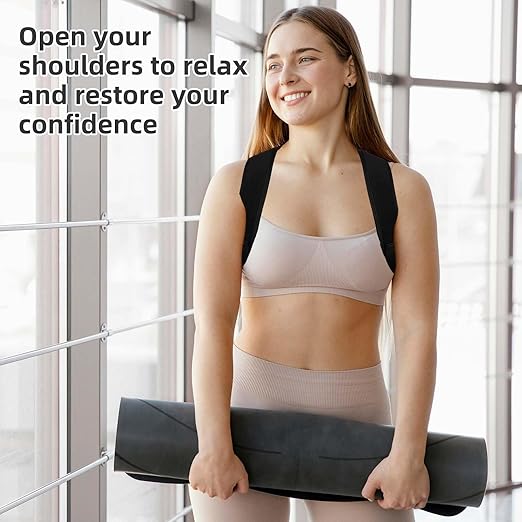 BOXOB Posture Corrector for Men, Breathable Mesh Design Adjustable Back Straightener Back Support Brace Hunchback Corrector for Women Lumbar Shoulder Relaxation (Black)