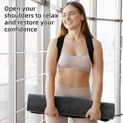 BOXOB Posture Corrector for Men, Breathable Mesh Design Adjustable Back Straightener Back Support Brace Hunchback Corrector for Women Lumbar Shoulder Relaxation (Black)