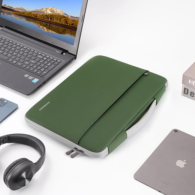 DOMISO 17.3 inch Laptop Case Sleeve Protective Cover Compatible with 17.3 inch HP Pavilion Envy 17/Lenovo IdeaPad/Acer/ASUS/Dell/Alienware/LG Gram,Water Resistant Computer Bag,Avocado Green