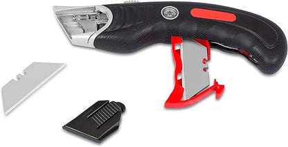INTERNET'S BEST Ergonomic Utility Knife Set | Retractable Box Cutter with Rubber Handle | For Cutting Cardboard, Carpet & Plastic | Blade Storage in Handle | Includes 2 Razor Knives & 3 Extra Blades