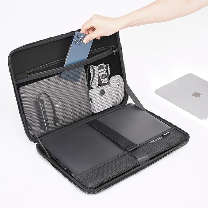 DOMISO 14 inch Laptop Sleeve with Handle Shockproof Computer Bag Waterproof EVA Protective Carrying Case for 14" HP Dell Asus Lenovo Laptop, Dark Blue