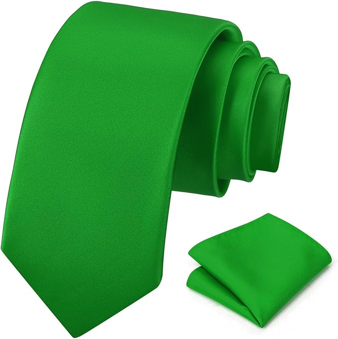 PenSee Men's Tie Set Solid Pure Color 3.15" (8CM) Classic Formal Plain Necktie and Pocket Square Set For Men