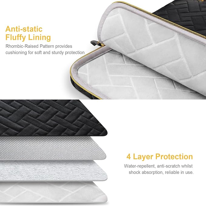 Lacdo Laptop Sleeve Case for 14 inch New MacBook Pro M5/M4/M3/M2/M1 Chips Pro Max A3434 A3112 A3401 A3185 A2918 A2992 A2779 2025-2021, 13.8" Surface Laptop 7th Copilot+PC Computer Bag, Elegant Black