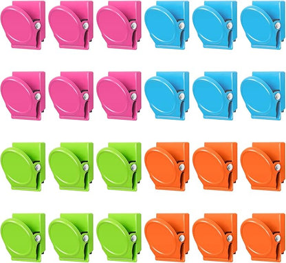 VNDUEEY 24 Pcs Magnetic Clips, Fridge Magnets Refrigerator Magnet, Whiteboard Magnets, Magnet Clips Heavy Duty, Metal Clip Magnets for Classroom, Home, Photo Displays, Locker